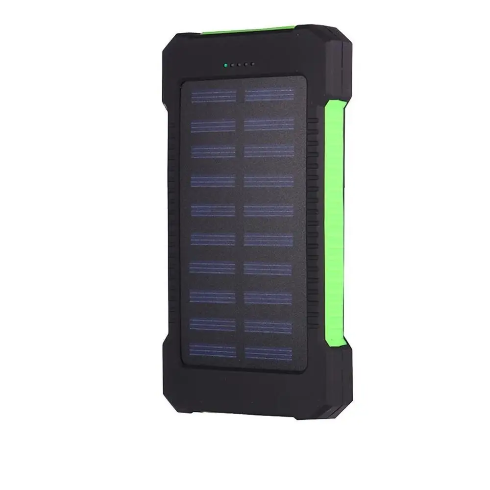 20000 мАч солнечная батарея Внешний аккумулятор 2 USB LC банк питания портативный мобильный телефон зарядное устройство для Xiaomi Mi iphone 8 18650 - Цвет: Green