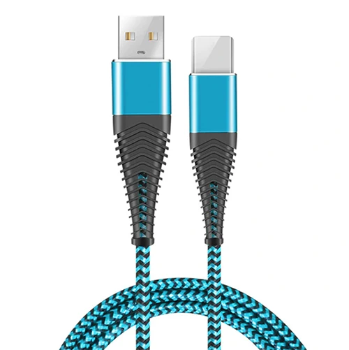 Нейлоновый кабель USB 2.4A для быстрой зарядки type-C, кабель для зарядки и синхронизации данных, кабель usb type C для samsung S9 huawei Honor Note 9 - Цвет: Blue