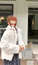 Abrigo de piel de conejo para mujer, chaqueta de piel sintética cómoda, color blanco cálido, manga larga, abrigo de piel Artificial de gran tamaño, Invierno 2020