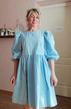 Mini Dress Lantern Short-Sleeve OOTN A-Line Pink Elegant Green Cotton Casual Women Ladies