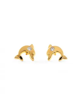 

Gold Girl earrings Yellow Dolphin large Cubic Zirconia (9kts)