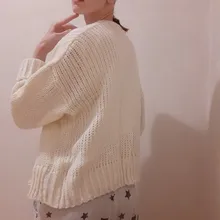 Oversize Sweater Coats Women Cardigans Knitted Beige Syiwidii Pink Fashion Solid Khaki