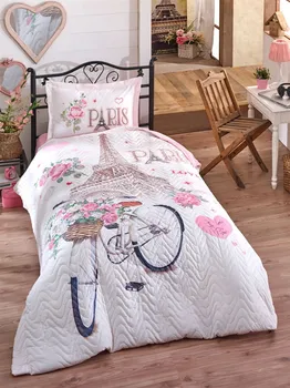 

Multi-Purpose Quilted Single Duvet Cover Set That Can Be In Used 4 Seasons PARIS LOVE