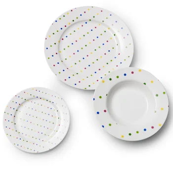 

Set 18pcs dinnerware porcelain colored dots design Casa Benetton