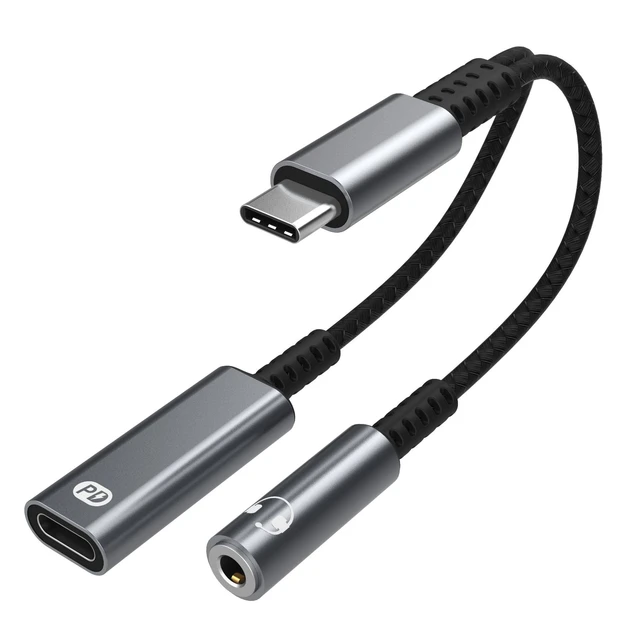 USB-C to 3.5mm jack adapter with charging