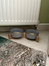 Ceramic-Bowl Product-Supplies Wood-Stand Water-Food-Feeder Animal Small Pet-Feeding For Puppy