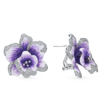 

Silver earrings with cubic zirconia and enamel sunlight sample 925