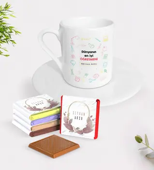 

Personalized World Best Öğretmeni Turkish coffee Cup and Chocolate Gift Seti-14