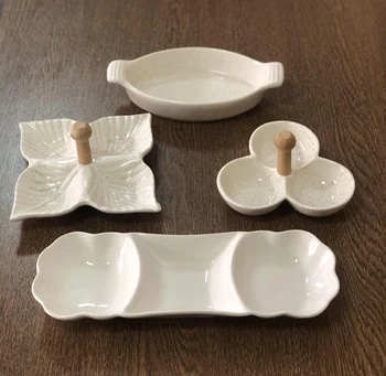 

4 Parça Seramik Kahvaltı Seti 4 Farklı Seramik Kahvaltı,Çerez, Desenli Tabak