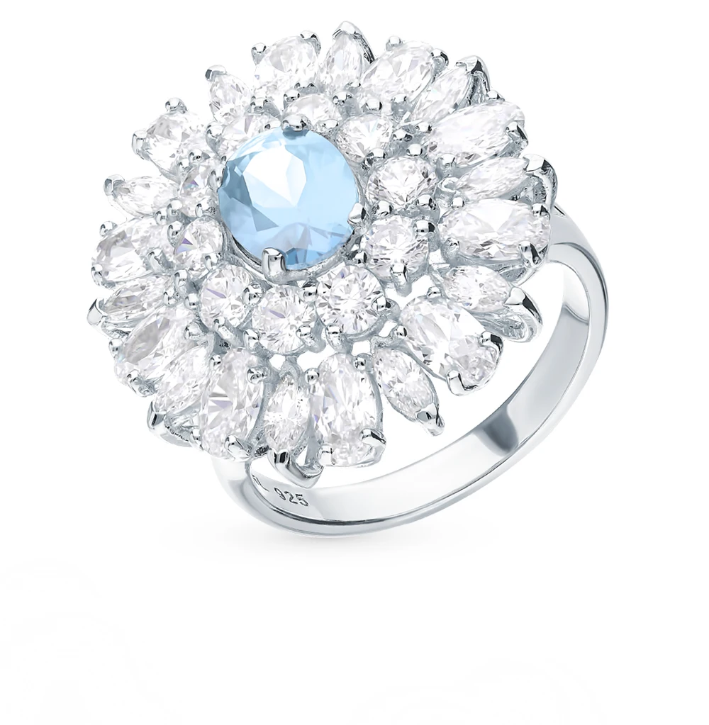 Серебряное кольцо с топазами SUNLIGHT проба 925