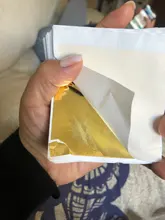 Aomily-Hojas doradas para decoración, láminas de 9x9cm, papel dorado para muebles, decoración de pared, manualidades, color dorado puro brillante, 100 hojas