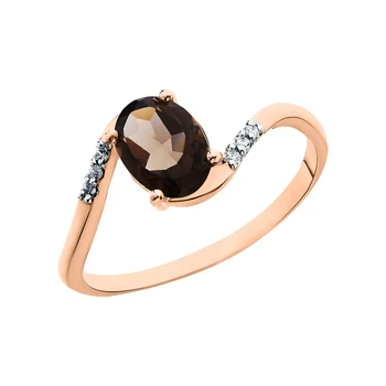 

Gold ring with quartz and cubic zirconia sunlight