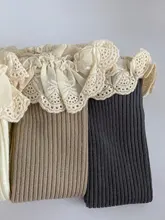 Primavera nueva 4 par/lote calcetines de niñas bebé largo Calcetines niños de la longitud de la rodilla de algodón suave bebé NIÑOS Calcetines de 1-6 años hasta la rodilla calcetines de encaje