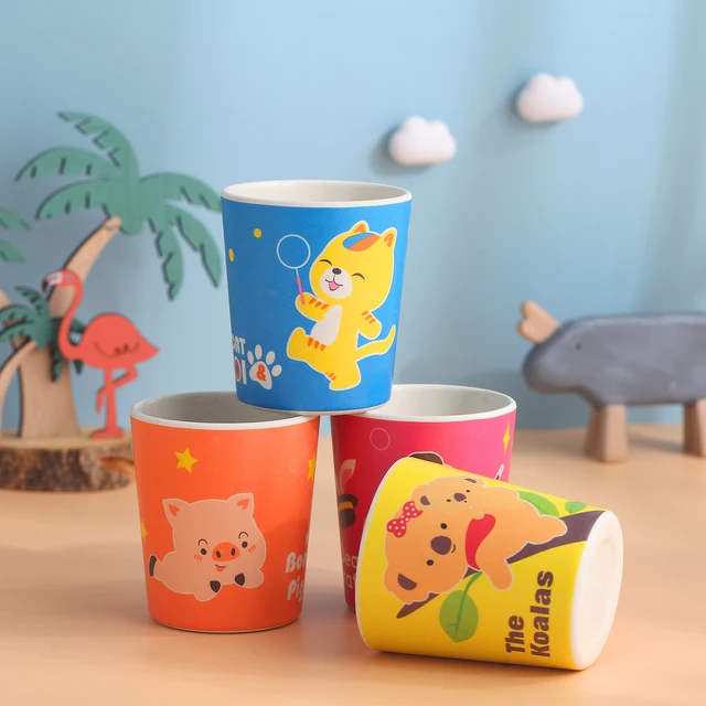 Bamboo Kids Cups Set Natural Bamboo Fiber Baby Cup Toddler 4