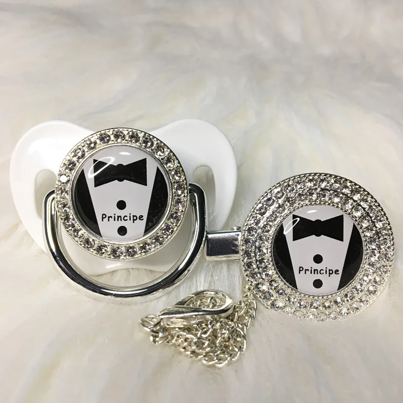 MIYOCAR пользовательское имя классный красивый золотой bling соска и соска клип черный BPA бесплатно пустышка bling уникальный дизайн PS-9 - Цвет: P2-S 0-6M