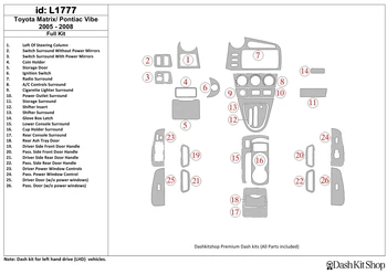 

Interior lining for Pontiac Vibe 2005-2008. Set L1777.
