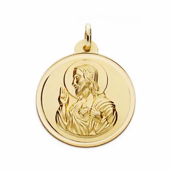 

Medal 18k Gold Heart of Jesus 24mm. Bezel lisa [AA2516GR] -Customizable-RECORDING INCLUDED IN THE PRICE