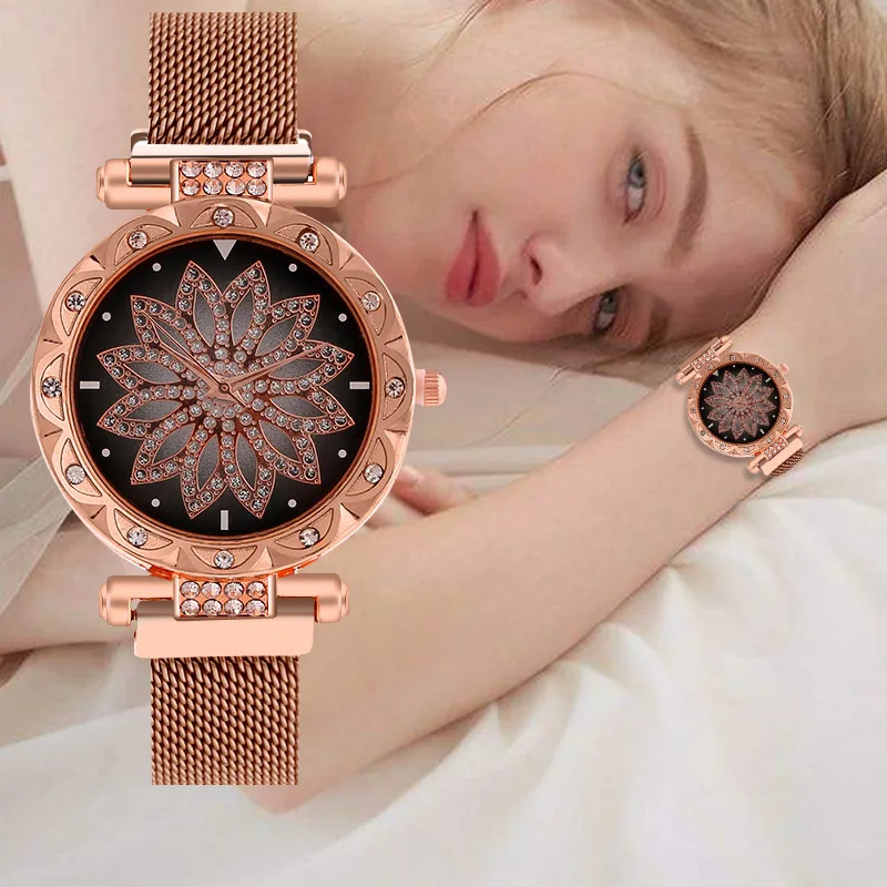 

WJ-8578 Fashion Luxury Flower Exquisite Dial Rhinestone Watch For Women Stainless Steel Strap Female Quartz Watches Clock reloj