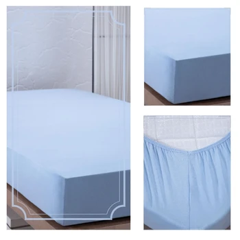 

SUEDA Bed Sheets / 100% Cotton / Solid Mattress Cover Sheet / 360 Degree Elastic / Blue Fitted Sheet