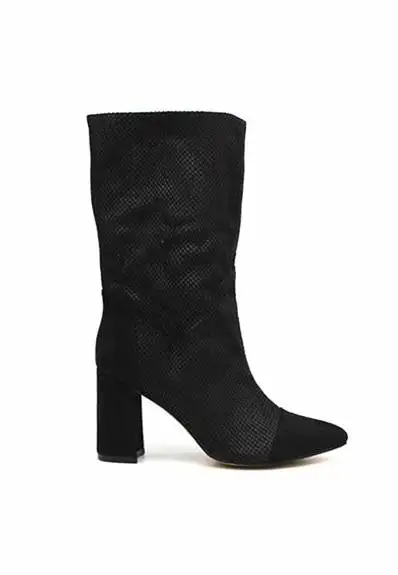 Corina - Botas mujer media caña negra con tacón - AliExpress Calzado