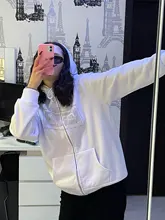 Dulzura-Sudadera de manga larga con estampado de anillo de imitación letra para mujer, ropa informal holgada de gran tamaño con cremallera, otoño e invierno, 2020