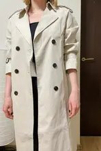 Gabardina larga con doble botonadura para mujer, abrigo ajustado con cinturón, ropa de primavera otoño