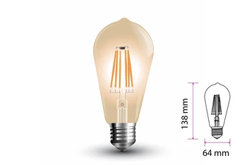 

Wire lamp Led filament E27 ST64 6W warm white 2200K Cover Amber Vintage SKU-4362