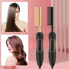 

Hair Straightener Electric Hot Comb Hair Straightening Brush Hair Curler Curling Irion Flat Irons Wet Dry Use Comb