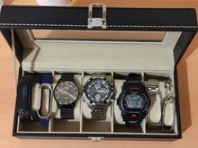 Caja de reloj de cuero PU con 1/2/3/5/6 rejillas, caja organizadora de almacenamiento para relojes de cuarzo, cajas de joyería, mejor regalo