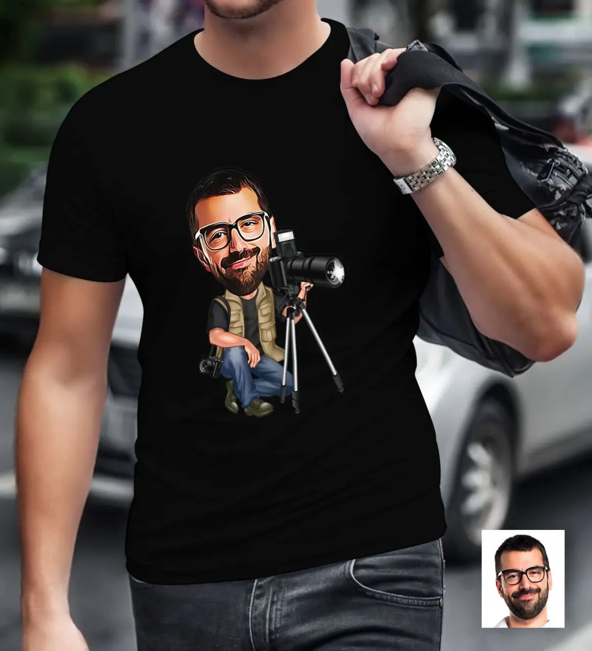 Personalized Mr Professional Photographer Caricature Of BLACK T-Shirt | Дом и сад