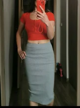 Falda ceñida para mujer, falda elástica con abertura, media pantorrilla, ajustada, de punto, Otoño e Invierno