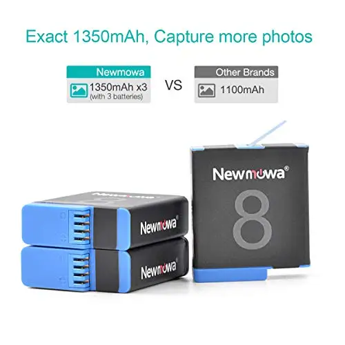 Bateria e Carregador Canais para Gopro Newmowa Substituição Hero Enviado 24horas 3 8 - Image 2