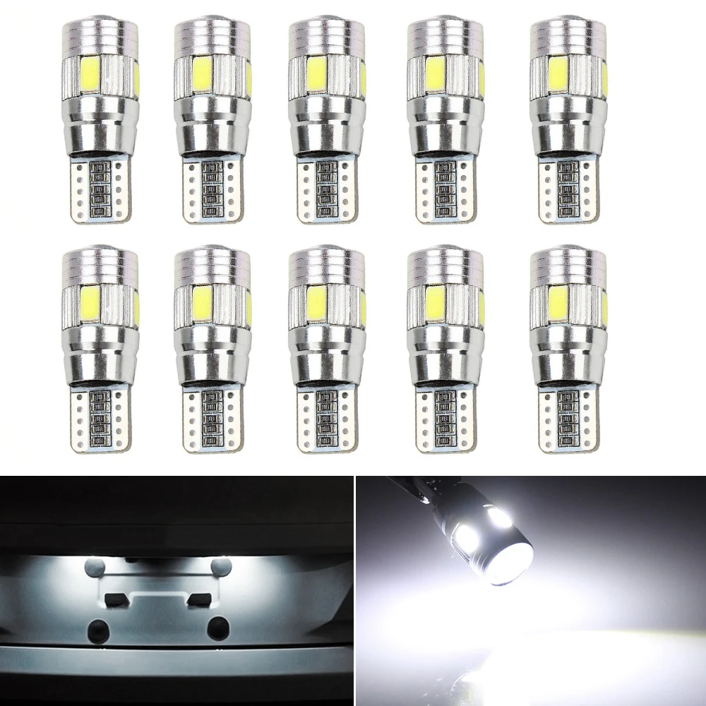 Одна упаковка/десять упаковок T10-5630-6SMD светодиодный автомобильный головной светильник, светильник для номерного знака 12В 3 Вт 6500 К