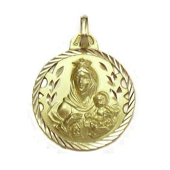 

Medal 18k gold Virgin Carmen 20mm. Openwork details bezel edge wrought-Customizable-RECORDING INCLUDED IN THE PRICE