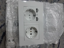 Delviz-Toma corriente con USB estándar para la UE, enchufe de pared con 2 salidas, panel de alimentación CA 110 ~ 250V, de calidad 16A, doble marco, 146x86mm