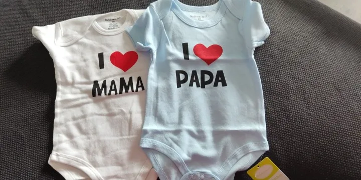 2Pcs/lot Cotton I Love Papa Mama Design Printing Summer Jumpsuit