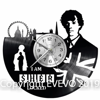 

SHERLOCK HOLMES Wall Clock Vinyl Vinyl Record Retro Clock Handmade Vintage Gift Style Room Home Decorations Great Gift Clock