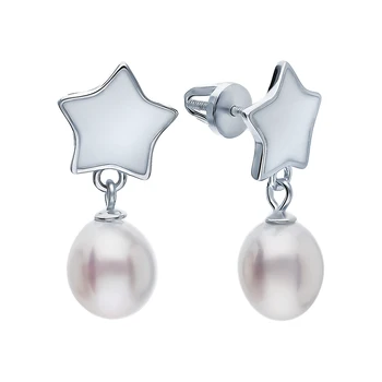 

Silver earrings with enamel and pearls cultured sunlight sample 925