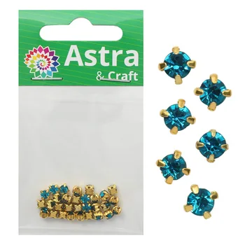 

Зц005нн44 crystal rhinestones in tsapah round (gold) Azure 4*4mm, 29-30 pcs/pack Astra