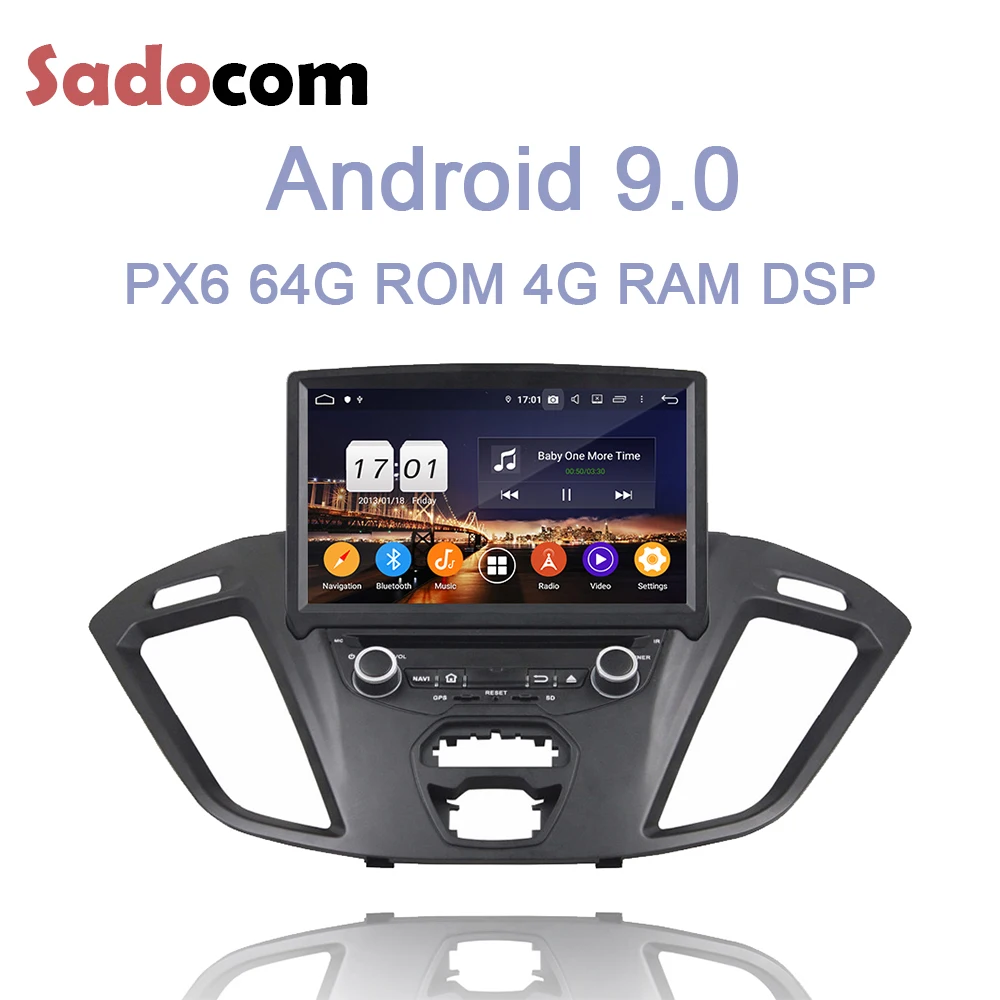 DSP ips Android 9,0 Восьмиядерный 4G 64GB Автомобильный DVD радио плеер gps карта RDS wifi Bluetooth 4,2 для Ford Transit на заказ 2013