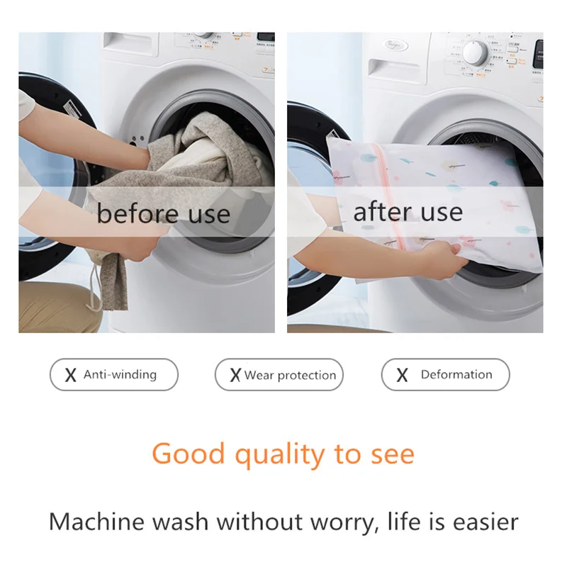 Zippered Laundry Wash Bag Foldable Mesh Net Dirty Clothes Socks Washing Bags Bra Underwear Organizer Bag