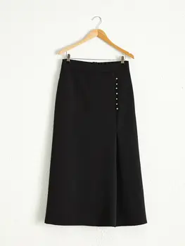 

İşıltılı Button Detail Textured Fabric Skirt