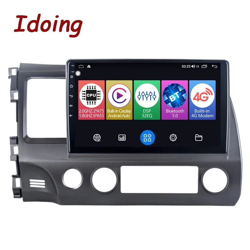 

Idoing Android автомобильный Радио плеер GPS навигация для Honda Civic8 FK FN FD 2005-2012 CarplayAuto Bluetooth головное устройство Plug And Play