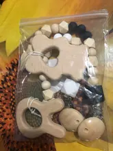 Mordedor de madera orgánico para bebé, mordedor en forma de Animal Natural, juguete de dentición, cuentas de silicona, regalo para bebé recién nacido, 2 uds.