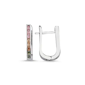 

Angemiel 925 Sterling Silver Colorful Baget Zircon Stone Earrings