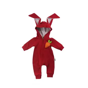 

100% Cotton Baby Rompers with Rabbit and Carrot Figure Baby Overalls For Baby Winter Hooded Jumpsuit Gift for Baby Overalls