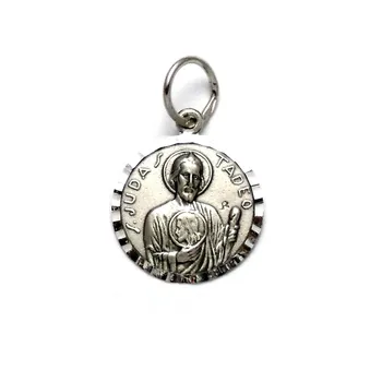 

Medal pendant 925 Sterling silver m oxidized San Judas Tadeo 17mm. Fence carved smooth behind