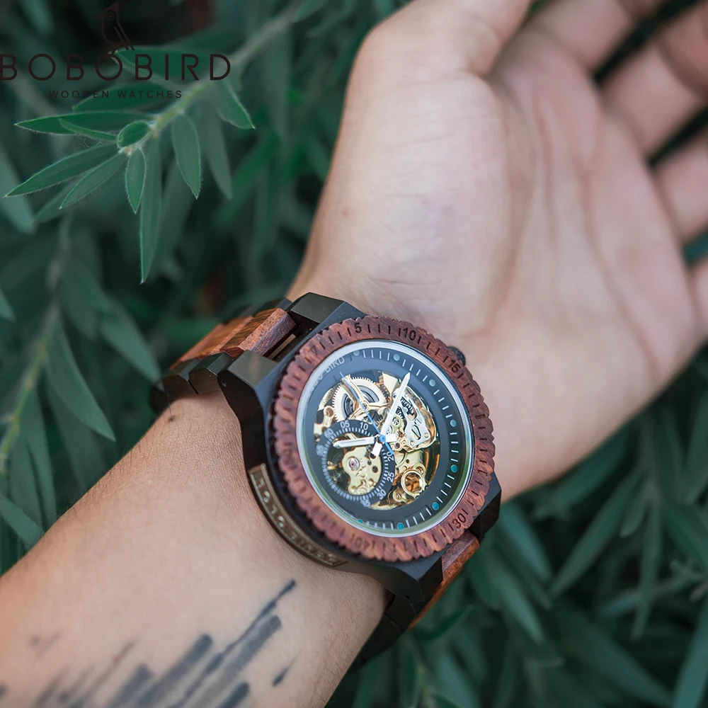 Men Automatic Mechanical Wristwatch with Wooden Box mechanical watch