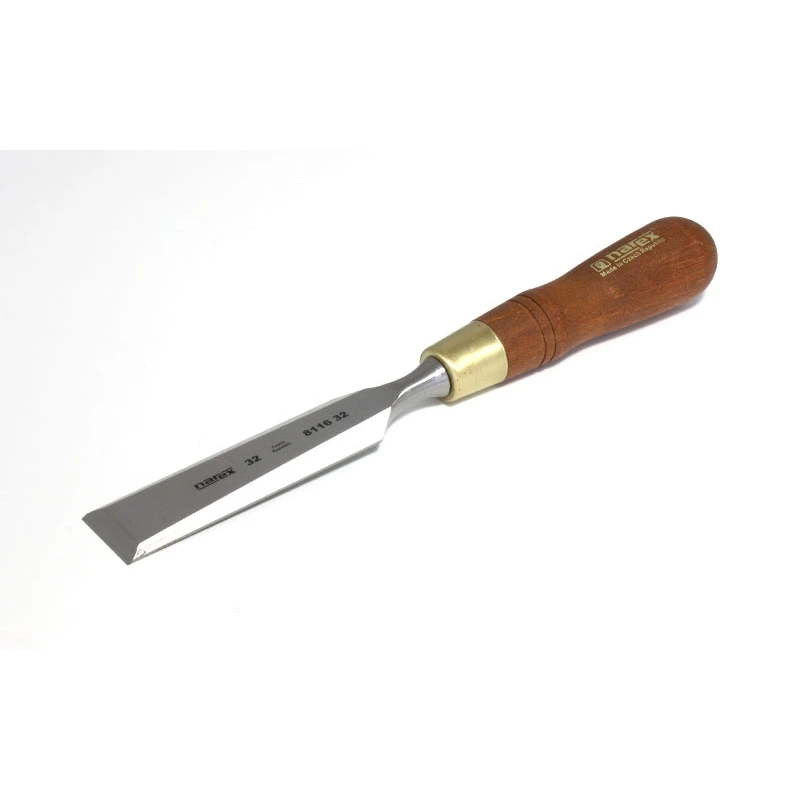 Set of 4 flat chisels with a WOOD LINE PLUS handle(8,10,16,32) in a cardboard box, Narex joiner's tools Mortise chisel hollow