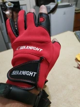 SeaKnight-guantes de pesca deportivos SK03, 1 par/lote, 3 guantes de cuero transpirable de medio dedo, equipo de pesca de neopreno y PU